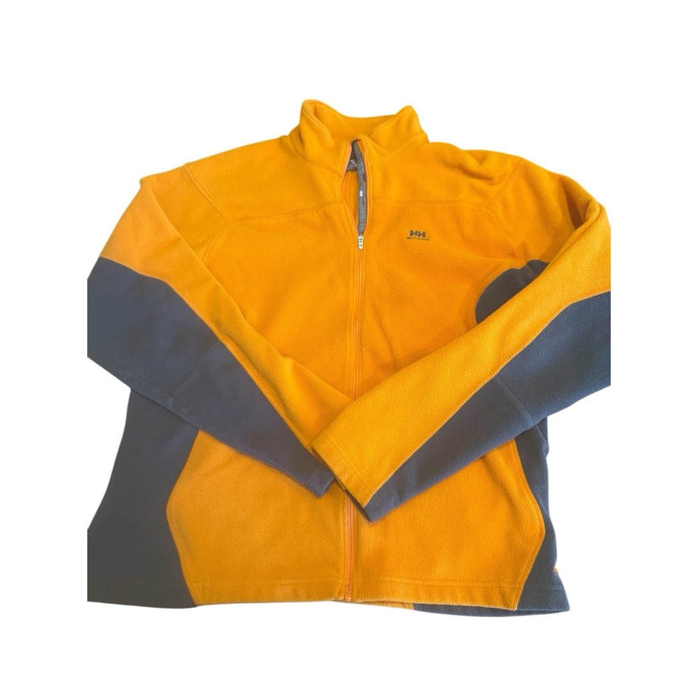 Helly Hansen HH Fleece Pullover‎ Sweatshirt Mens Blaze Orange Gray 1/4 Zip Large
